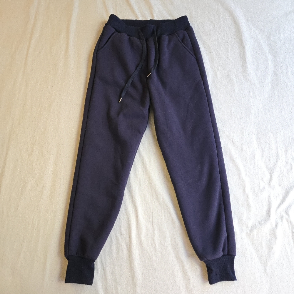 YeoKou Fleece Lined Women's Navy Joggers with Drawstring Waist
